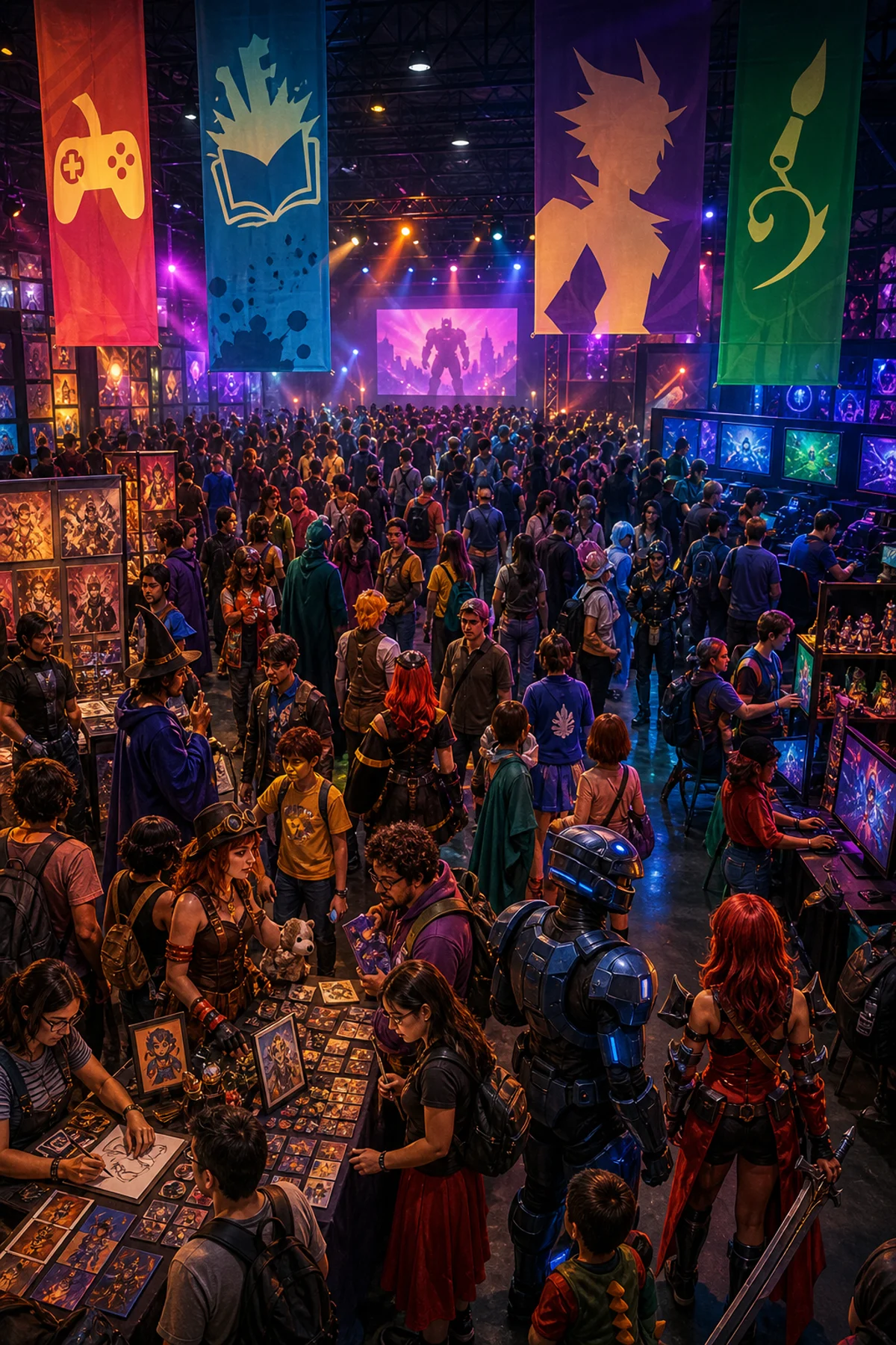 Evento geek brasileiro com cosplay, games, quadrinhos e cultura pop