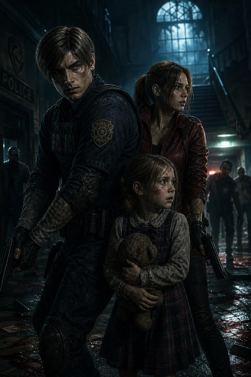 Leon, Claire e Sherry como sobreviventes centrais da tragédia de Raccoon City Leon, Claire e Sherry como sobreviventes centrais da tragédia de Raccoon City
