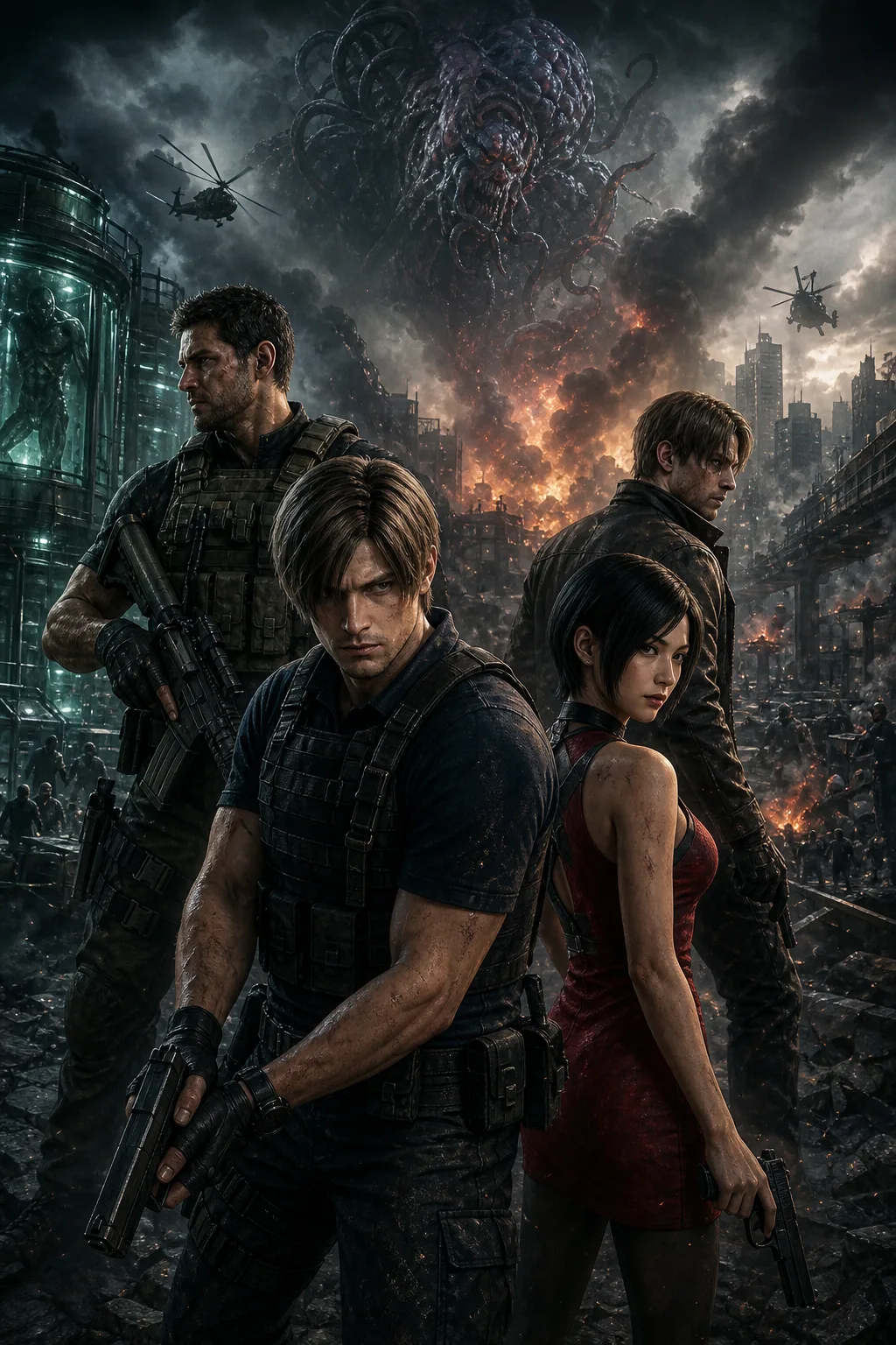 Capa editorial de Resident Evil 6 com quatro campanhas e protagonistas em escala global