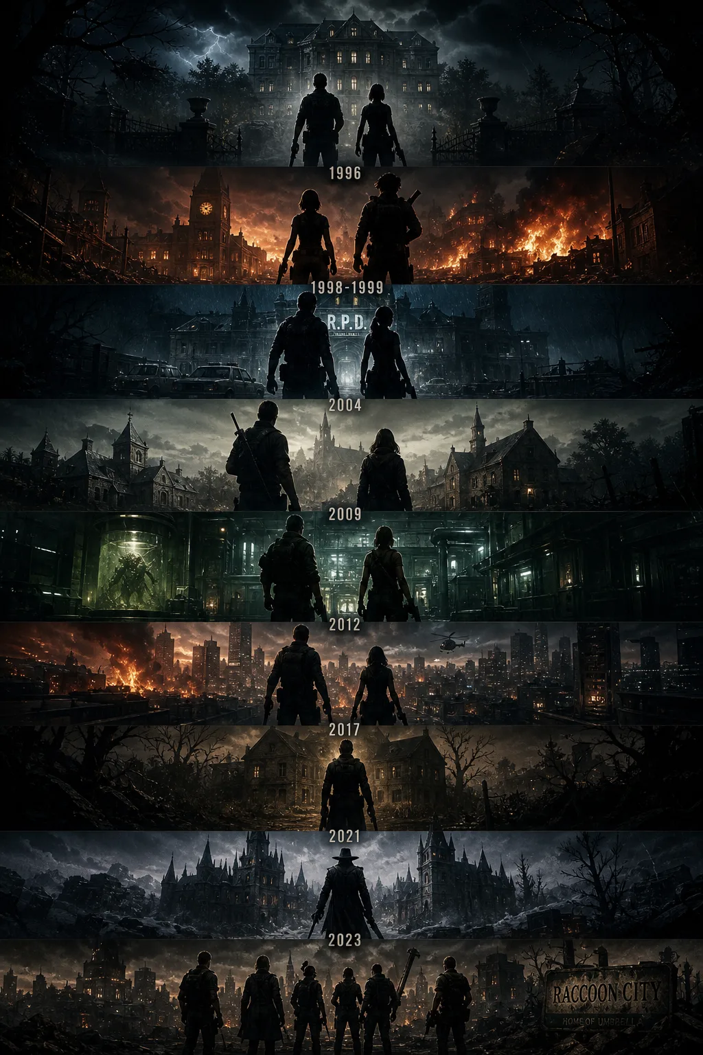 Linha cronológica dos jogos principais de Resident Evil do 1 ao 9