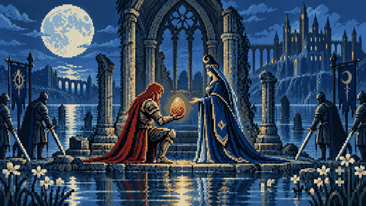 Radagon e Rennala em Liurnia dos Lagos