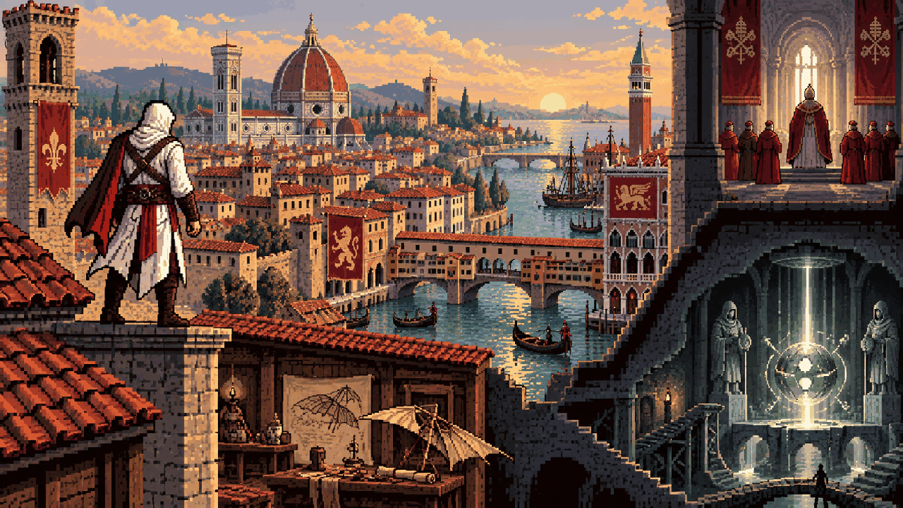 Ezio Auditore na Renascença Italiana em Assassin's Creed II