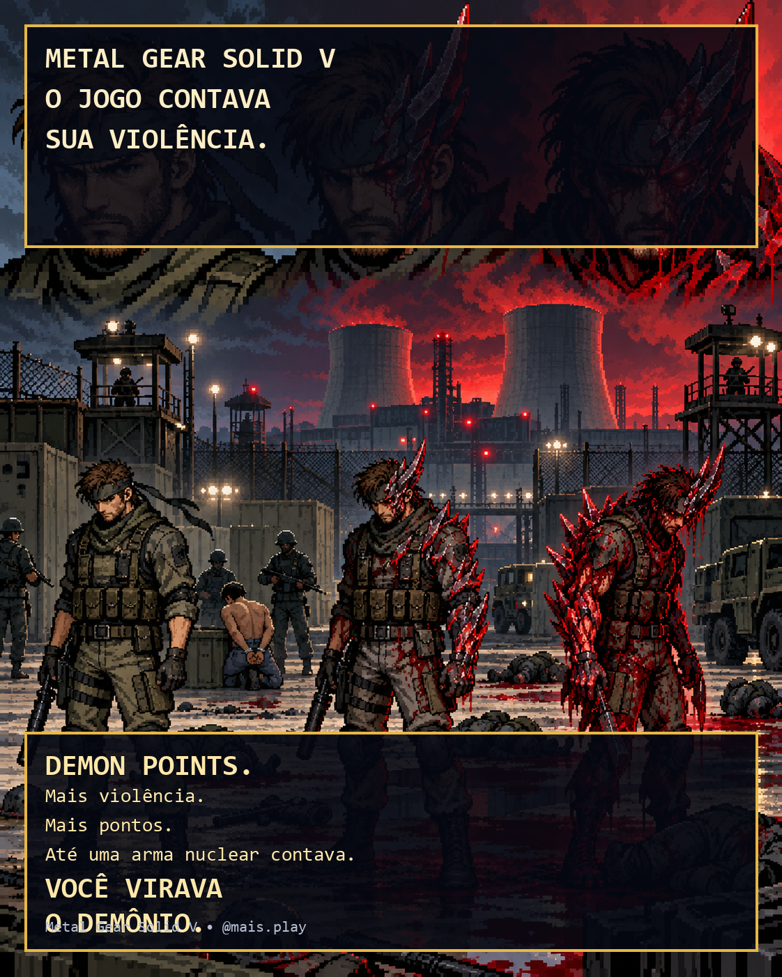 Venom Snake em estágios de transformação demoníaca