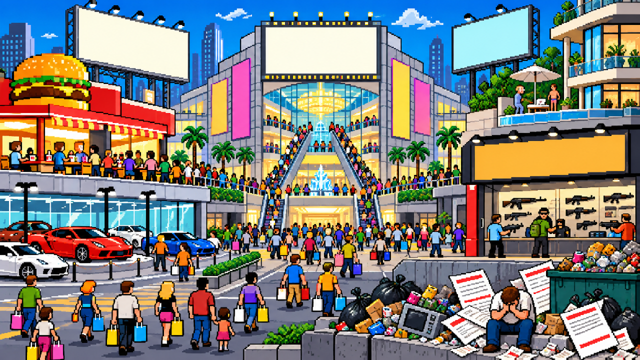 Shopping fast food carros e propaganda na sátira de GTA