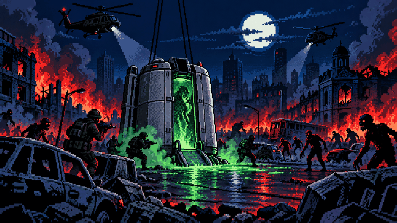 Capsula de BOW em Raccoon City durante o colapso viral