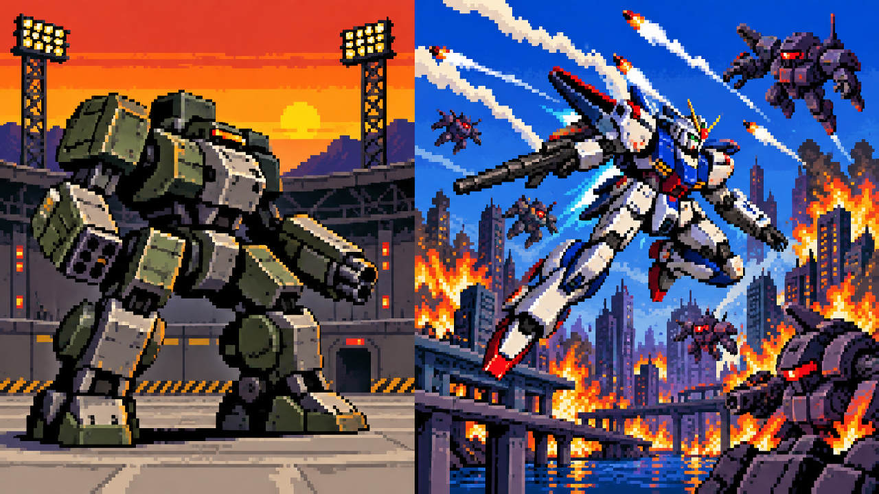 Armored Core evoluindo de mecha classico para combate moderno em grande escala