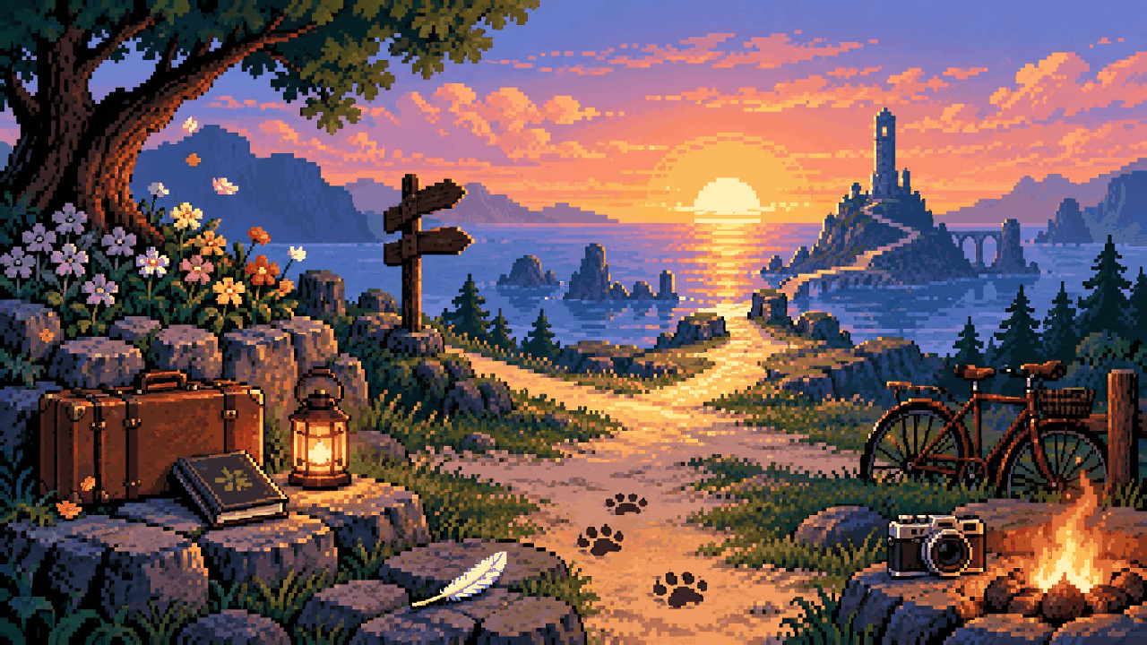 Caminho de luz entre objetos de memória de vários jogos emocionantes em pixel art