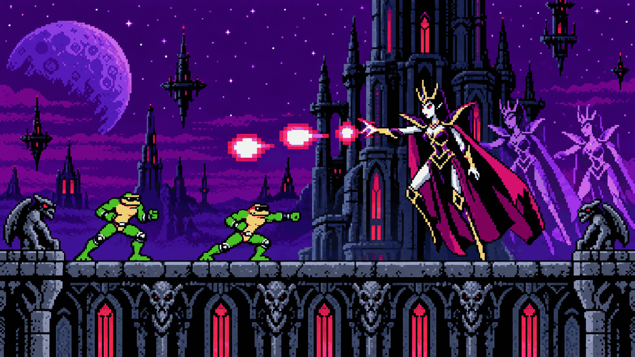 Batalha final contra a Dark Queen no topo da torre