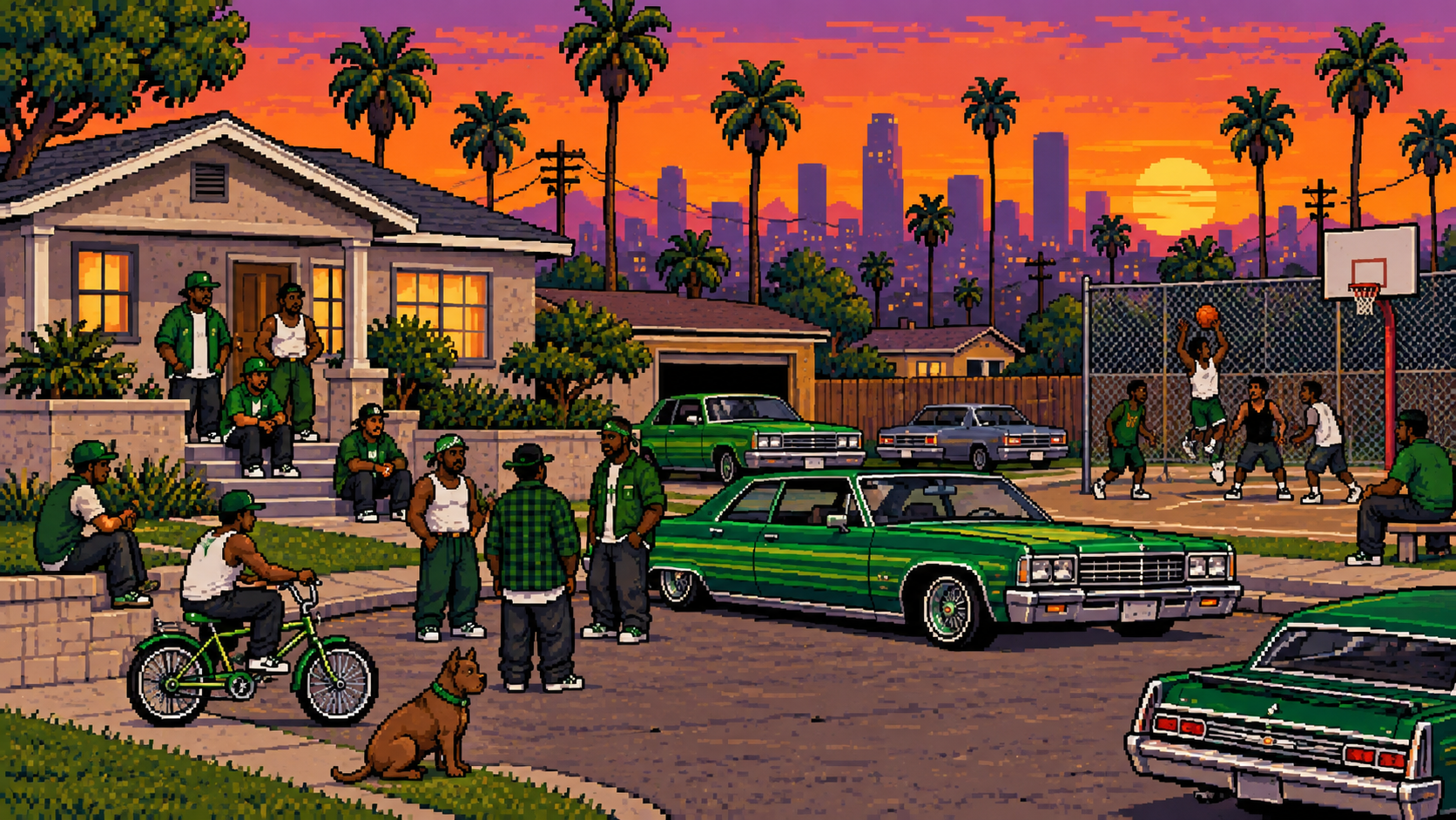 Grove Street unida antes do declínio em pixel art