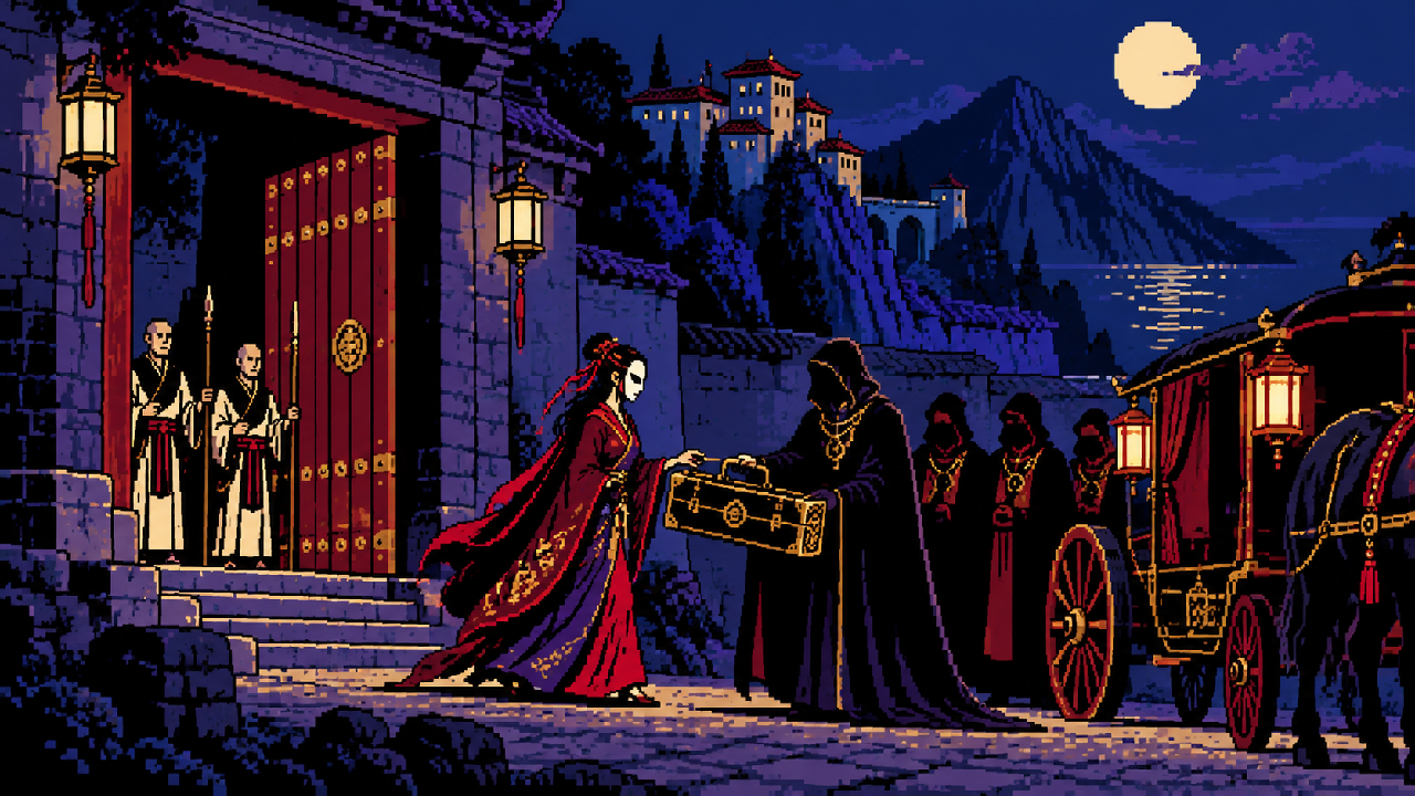 Jhin deixando a prisão com ajuda de patronos secretos em pixel art