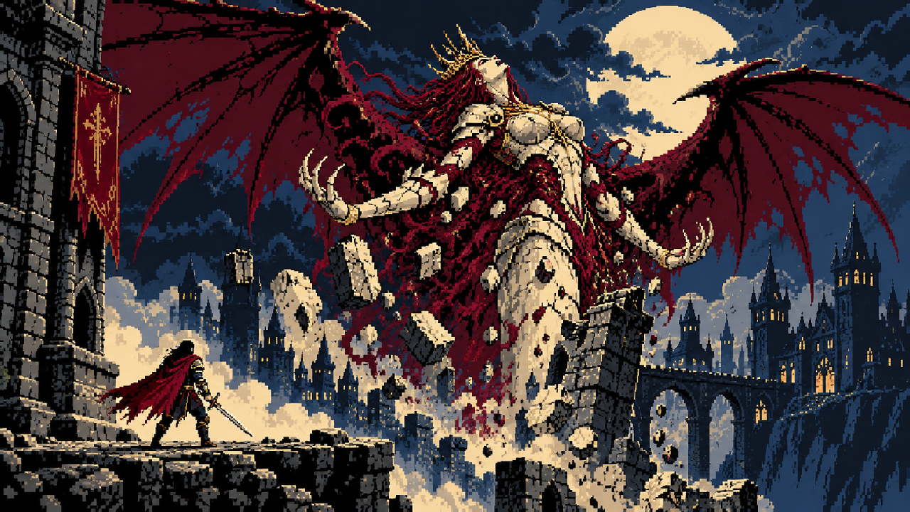 A transformação final de Alcina Dimitrescu em pixel art