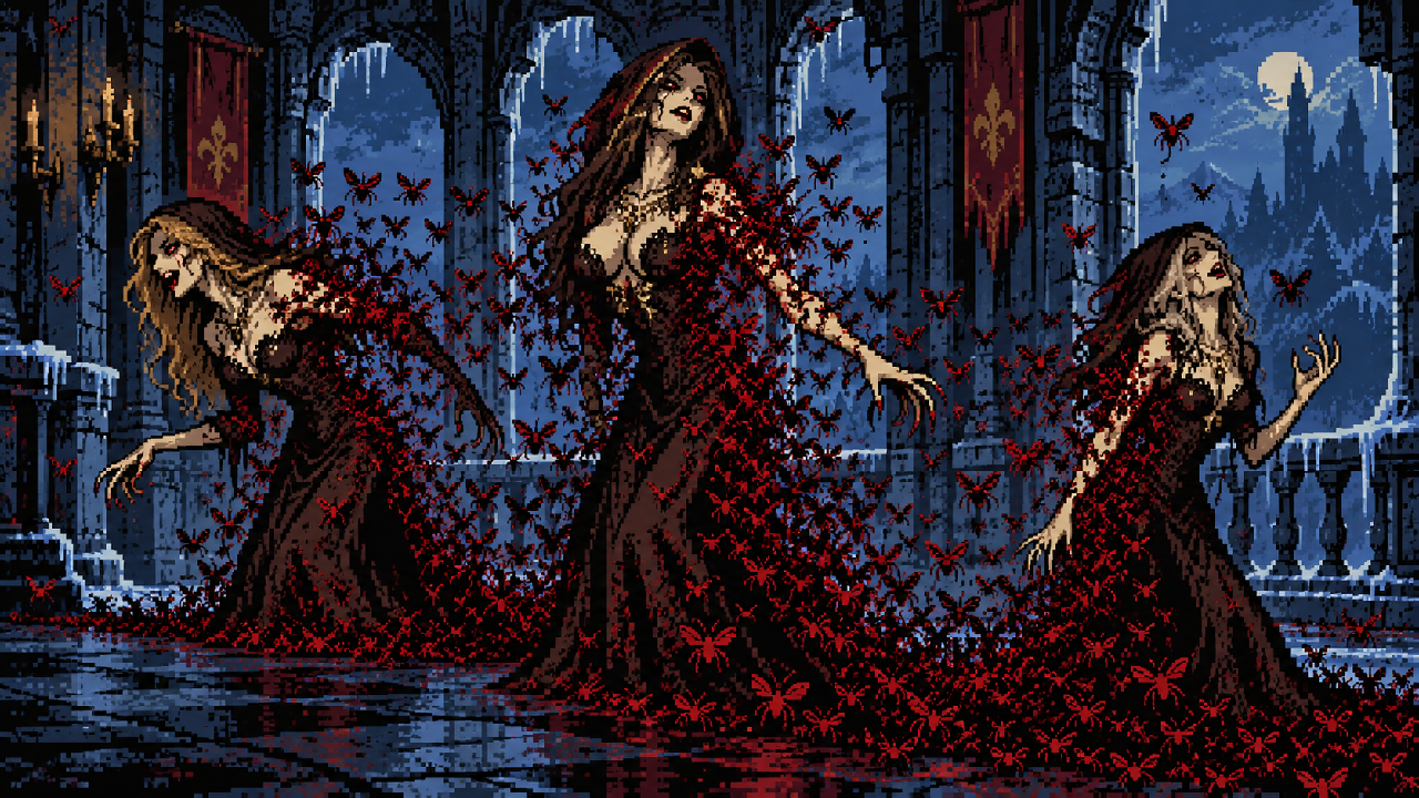 Os quatro grandes Lordes de Resident Evil Village em pixel art