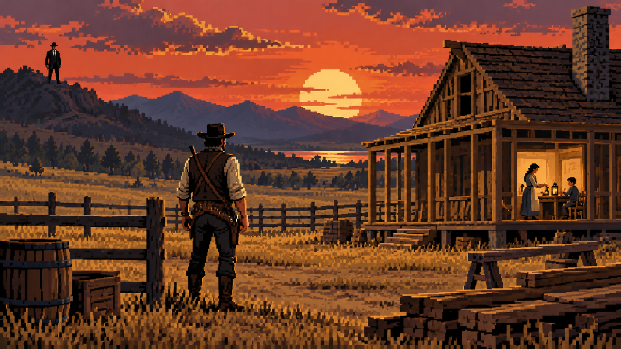 John Marston tenta reconstruir a vida em Beecher's Hope após a queda do bando